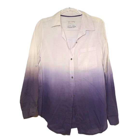 Girl Krazy Navy Ombre Button Front Shirt Size L - Picture 1 of 3